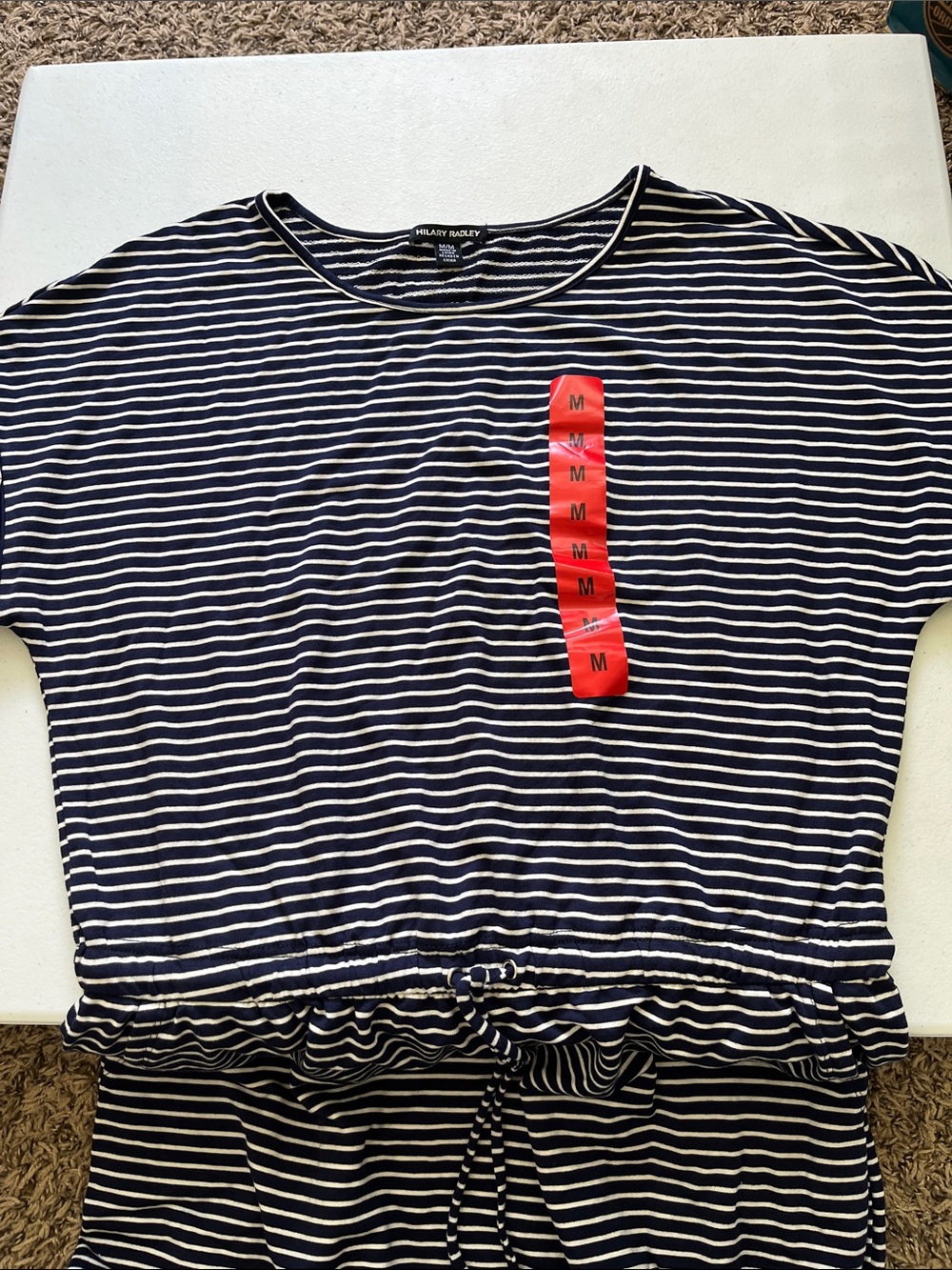 Hilary Radley Navy and White Striped Drawstring Tunic